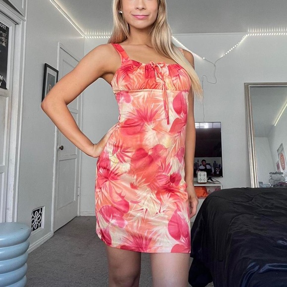 y2k vintage hawaii hibiscus flower print sundress - Picture 2 of 8